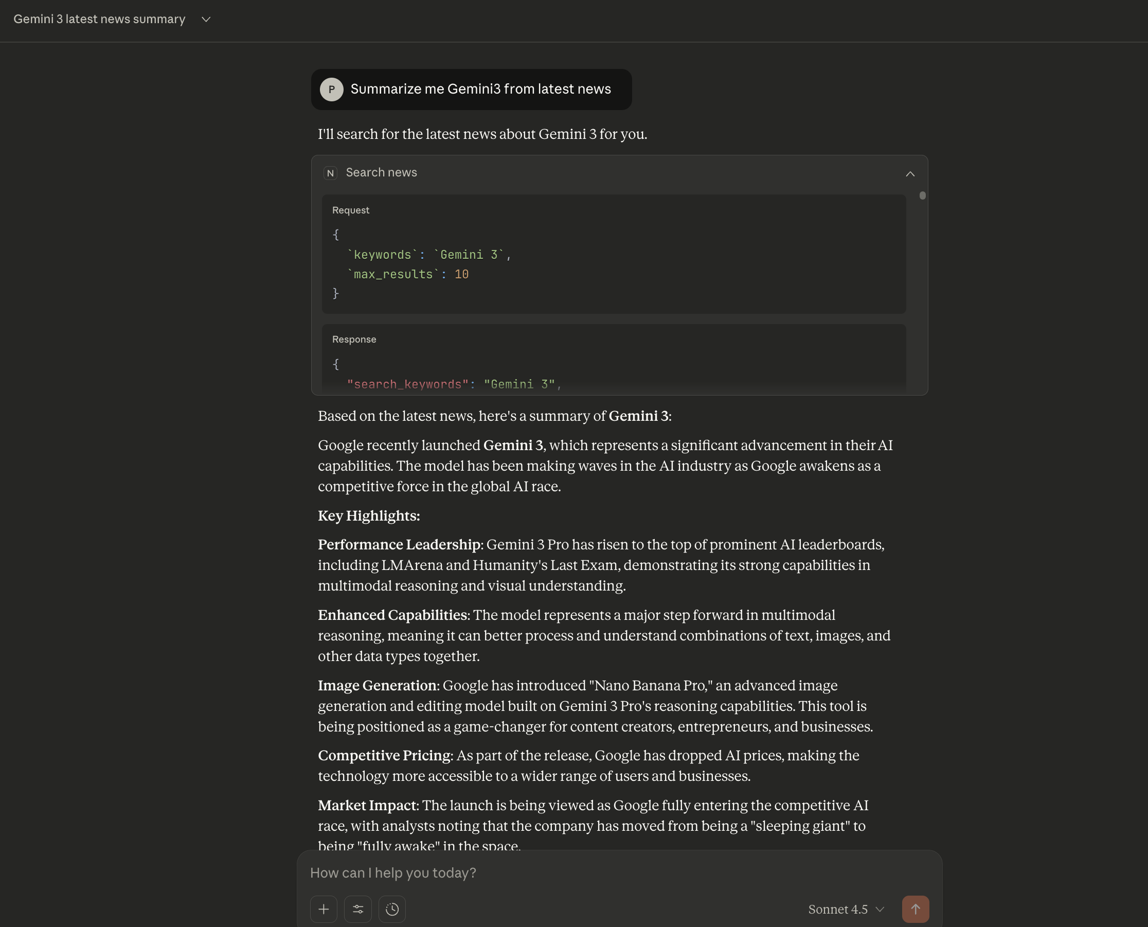 MCP 實際運行結果